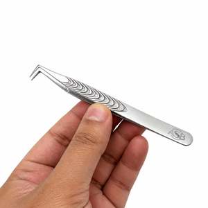 Pinzas de Precisión para Pestañas de Acero Inoxidable, Punta Delgada de 90 Grados, Superficie Lisa, Herramienta para Extensión de Pestañas Voluminosas - Product Image 6
