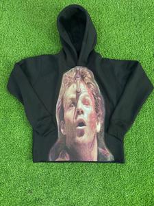 Sweat-shirt à capuche unisexe noir surdimensionné avec impression frontale par sublimation, style décontracté en polyester tricoté, collection automne, prix de gros - Product Image 1