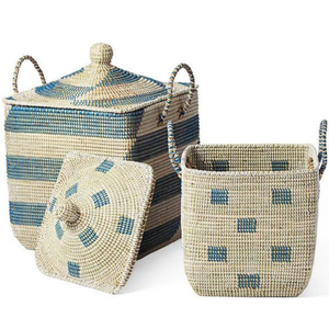 Cesta de almacenamiento de algas marinas naturales de alta calidad, barata y al por mayor, hecha a mano en Vietnam con asas para la organización del hogar. - Product Image 6