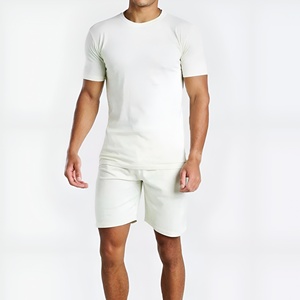 Hight Quality Manufacturer Tracksuit Suit with Short Sleeve Men's <b>Sets</b> 100% cotton breathable summer T-shirt <b>set</b> - Product Image 5