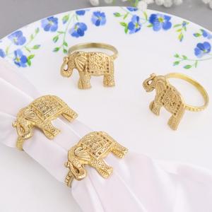 Golden <b>Elephant</b> Shape Napkin Rings Brass <b>Table</b> Decoration Accessory for Wedding Oriental Design Durable 4.5cm Width - Product Image 1