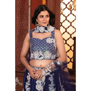 Vestido de noche de trabajo con Bordado de hilo pesado, ropa de fiesta Lehenga Choli con diseño intrincado - Product Image 3