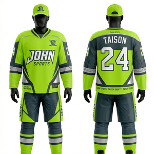 Uniforme de Hockey sobre Hielo para Hombre, Tela Interlock de Poliéster Premium de 220 GSM, Diseño de Paneles en Color Verde Azulado, Logotipo Personalizado por Sublimación - Product Image 5