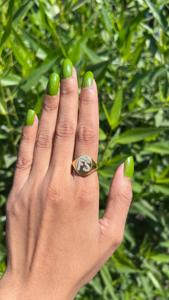 Two <b>Initial</b> Lab Grown Diamond Signet <b>Rings</b> Wholesale 14K 18K Solid Gold Personalized Statement Oval Pinky Band For Everyday Wear - Product Image 2