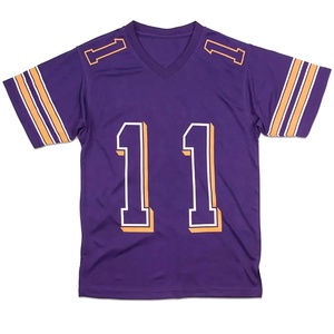 Camiseta de Fútbol Americano Morada Universitaria con Cuello en V, Manga Corta, Número 11, Uniforme para Hombre - Product Image 1