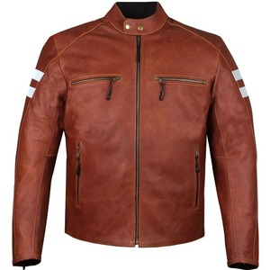 เสื้อแจ็คเก็ตหนังสีแดงสำหรับผู้ชายสไตล์ไบค์เกอร์ - Product Image 1