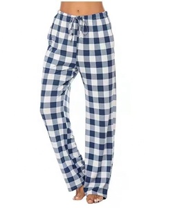 Women's Pink Black <b>Plaid</b> Flannel <b>Pants</b> Mid Waist Drawstring Loose Fit Casual Ankle-Length <b>Pants</b> With Pockets Winter Wear - Product Image 3