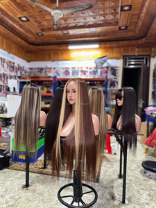 Perruques SHIN HAIR colorées avec mèches blondes, mèches blondes naturelles, mélange de couleurs, perruques lisses en cheveux humains, densité 250 % - Product Image 5