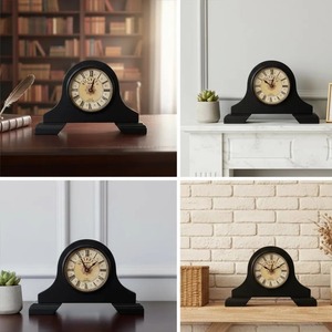Reloj de Escritorio de Metal Decorativo Vintage con Trípode, Movimiento de Cuarzo, Función de Snooze Luminova, Acabado Dorado y Blanco - Product Image 6