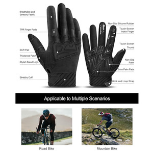 Premium MTB Cycling Gloves Full <b>Finger</b> Shock Absorbing Mountain <b>Bike</b> Gloves Custom Logo Private Label Supplier - Product Image 4
