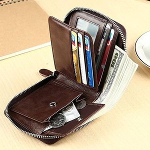 Custom Logo RFID Blocking Genuine Leather Bifold <b>Wallet</b> High Capacity Multi-Card Slot Leather <b>Wallet</b> RFID Protection - Product Image 3