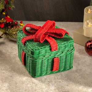 Boîte de Noël en rotin tressé coloré, jouets naturels pour enfants, rangement et jeu, boîtes décoratives de haute qualité - Product Image 4