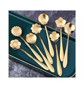 ช้อนชาโลหะแบบศิลปะ ช้อนกาแฟสแตนเลส ช้อนน้ำตาล ช้อนขนมหวาน ช้อนครัว ช้อนทานอาหาร สไตล์หรูหรา - Product Image 2