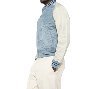 Wholesale OEM Service <b>Light</b> Reversible Winter Coat Real Cotton Fleece Embroidery Stand Collar Varsity Baseball <b>Jacket</b> <b>Waterproof</b> - Product Image 3