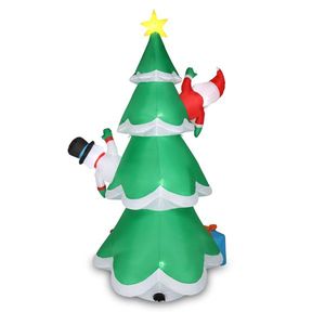 Decorazioni Gonfiabili da Giardino per le Feste da 2,4 m con Pupazzo di Neve, Babbo Natale e 9 Luci a Stringa, 3 Scatole Regalo - Product Image 5