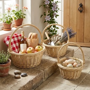 Set of 3 nestable round rattan <b>baskets</b> Handmade Storage <b>Basket</b> Wholesale eco-friendly Made in Viet Nam - Product Image 6