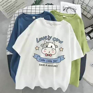 Fashion Cute Letter Pattern Print Womens <b>White</b> Short Sleeve Round Neck Knit T <b>Shirts</b> for Lady Spring Summer Casual T <b>Shirt</b> - Product Image 3