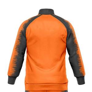 Survêtement pour homme noir et orange à blocs de couleur, manches longues, décontracté, sportswear avec poches latérales, coupe classique pour l'automne - Product Image 2