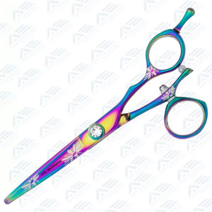 กรรไกรตัดผม Rainbow Daisy Swivel ขนาด 6.0 นิ้ว ผลิตจากเหล็ก 440C ขายส่งราคาพิเศษ อุปกรณ์ทำผมมืออาชีพสำหรับช่างตัดผมและเสริมสวย - Product Image 3