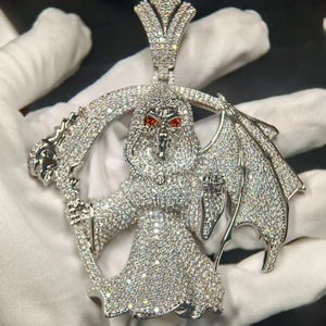 Amuletos de Alas de Diablo de Plata de Ley 925 con Incrustaciones de Diamantes, Joyería Hip Hop para Fiestas, Regalo para Otros - Product Image 3