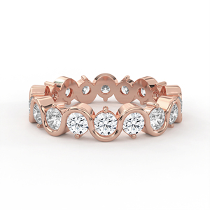 Bague d'éternité en or jaune ondulé avec motif ruban et diamants Fluid Wave, rythmique, empilable, pour mariée - Product Image 2