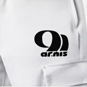 Arnis Men's <b>White</b> Cotton Fleece Sweatpants Drawstring <b>Elastic</b> <b>Waist</b> Casual Style Lightweight Breathable Print Logo Right Leg - Product Image 6