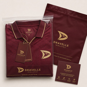 เสื้อคริกเก็ตทีมแบบกำหนดเอง แขนสั้น พิมพ์ลายสีแดงเข้ม ตราสัญลักษณ์สีทอง ระบายอากาศได้ดี แห้งเร็ว เสื้อกีฬา - Product Image 5