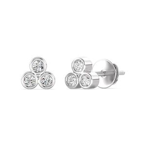 Lab Grown Diamond Three <b>Stone</b> Stud Earrings - Product Image 3