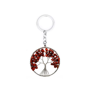 Natural Red Jasper <b>Tree</b> of Life Keychain Crystal Keyring Gemstone <b>Bag</b> Charm Spiritual Gift - Product Image 2