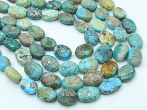 Perles de turquoise de l'Arizona en vrac, lisses, ovales, polies, en forme de pépites, 16 pouces de long, 8x6-13x10mm environ - Product Image 2