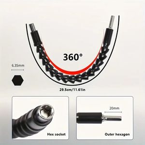 1 adattatore universale per trapano elettrico flessibile da 11,6 pollici con chiave a bussola auto-regolante per cricchetto standard - Product Image 6