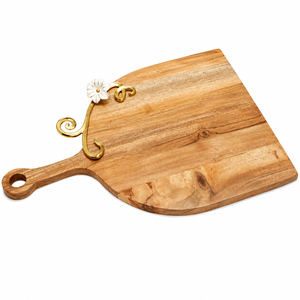 Wood Charcuterie Board with Gold Ginkgo Leaf Handle Custom <b>Wooden</b> Cheese Board Premium Acacia Serving Platter for Wedding - Product Image 3