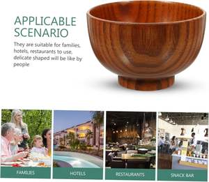 ชามไม้เนื้อแข็งพรีเมียม ชามไม้ทำมือสำหรับเสิร์ฟสลัด ผลไม้ ตกแต่งเคาน์เตอร์ครัว ของตกแต่งกลางโต๊ะ - Product Image 2