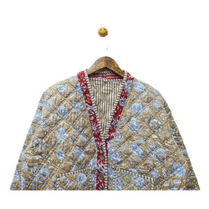 Veste matelassée en coton imprimé vintage faite à la main pour femmes vêtements d'extérieur bohème chic doublure en lin rayure respirant hiver - Product Image 4