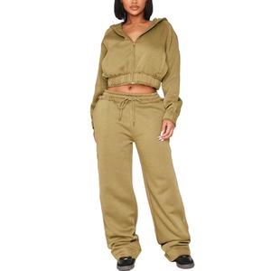 Ladies Cropped top Hoodie avec Zip Hoodie 2026 - Product Image 2