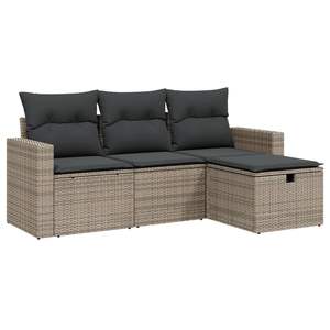 Conjunto de Sofá Grande para Jardín en Poliratán Gris con Acero con Recubrimiento en Polvo, Muebles de Exterior Premium - Product Image 2