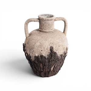 Jarrón de Cerámica Esmaltada en Dos Tonos Estilo Wabi Sabi, con Asas de Textura de Corteza, Cerámica Rústica, Anfora, Jarrón de Flores Hecho a Mano para Mesa, Decoración Bali - Product Image 1