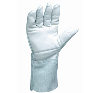 Gants de soudage en cuir blanc, longueur poignet, élastiques, style uni, usage quotidien, quatre saisons, blanc - Product Image 3