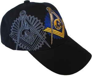 Headwear Freemason Embroidered <b>Black</b> Adjustable Hat Mason Masonic Lodge Baseball Cap (<b>Black</b>) - Product Image 3