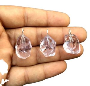 Colgante de plata de ley 92,5 de amatista Rosa Natural, Gema rugosa sin tratar, abalorio para joyería DIY, fabricación india - Product Image 1