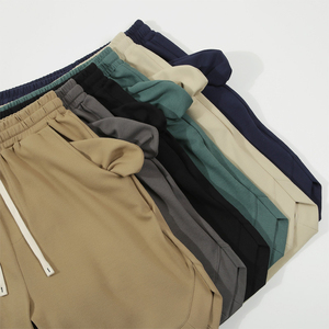 Shorts de sport en molleton uni pour hommes, bleu marine, avec cordon de serrage et poches, pour l'été, la gym, la musculation et l'entraînement, vente en gros - Product Image 6