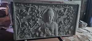 Murale murale en pierre naturelle sculptée CNC 3D sur mesure, motif Bouddha et Arbre de Bodhi, pour usage extérieur (parcs, zones de restauration) - Design traditionnel - Product Image 2