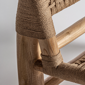 <b>Rustic</b> Coastal Outdoor Lounge <b>Chair</b> Solid Teak All-Weather Woven Rope Seat & Back Open Weave Design Luxury Resort Furniture - Product Image 6