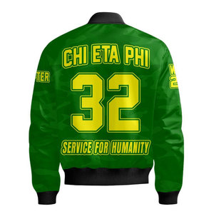 Chaqueta Bomber Verde y Amarilla para Hombre Chi Eta Phi, con Estampado por Sublimación, Cierre de Cremallera Frontal, Ropa Exterior Informal, Diseño con Logotipo 1932 - Product Image 6