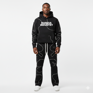 Ranzia Industry Custom Rhinestone Full Zip Hoodie Plus Size OEM Streetwear Manufacturer Sustainable Rhinestone Hoodie - Product Image 1
