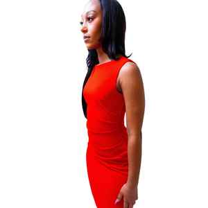 Vestido ajustado rojo vintage para mujer, elegante y con estilo, ideal para fiestas, trabajo y ocasiones especiales. - Product Image 2