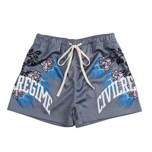 Men's 100% Polyester Double-<b>Layer</b> Gym Canvas Shorts Custom Graphic Digital Printing Embroidered Comfort Elastic Waistband - Product Image 2
