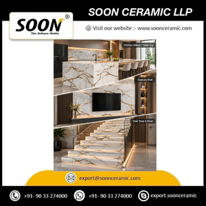 SOON CERAMIC LLP Dalle de marbre haut de gamme TAJ MAHAL Calcite Grande polie Moderne Écologique Design 3D pour Mur de Salon - Product Image 6