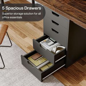 Moderno semplice 78.7 pollici Extra lungo doppio ufficio scrivania per due persone Computer da studio postazione di lavoro con 5 cassetti - Product Image 3