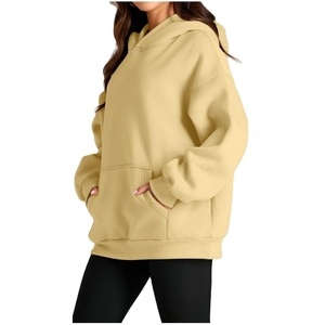 Sweat à capuche surdimensionné en coton 100 % premium, personnalisé, à épaules tombantes, en toile respirante, rose foncé, avec logo frontal, pour femme, hiver - Product Image 4